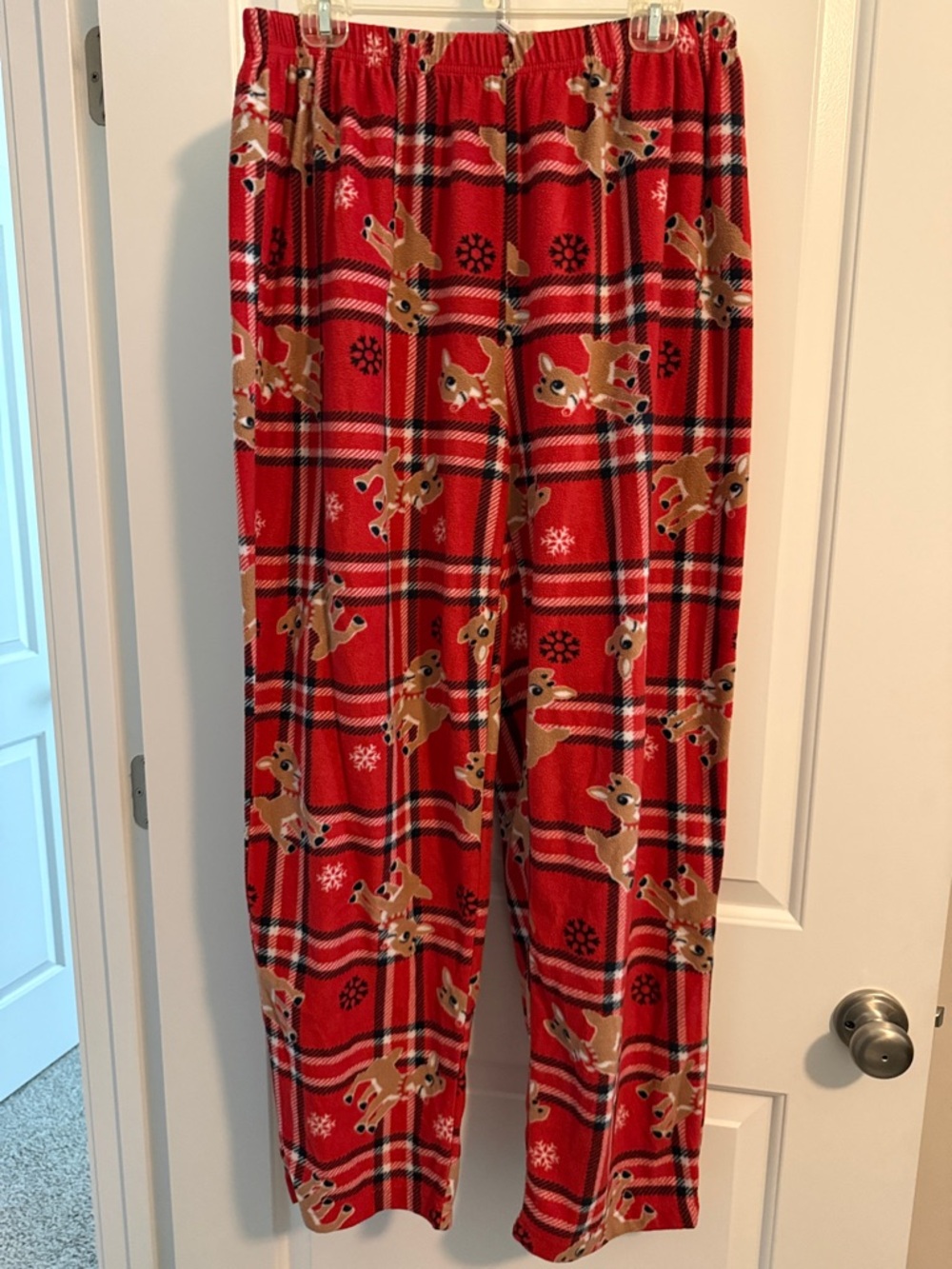 Women's Red Plaid Rudolph the Red-Nosed Reindeer Fleece Pajama Pants